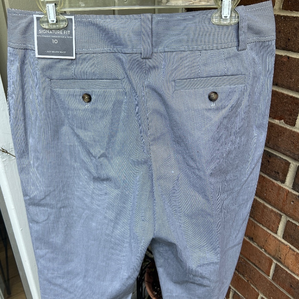 ANN TAYLOR Signature Fit Bermuda Shorts Women’s Size 10 Striped Blue/ White